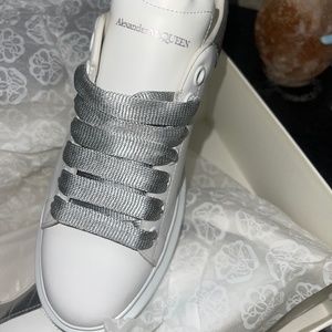 White and sliver Alexander McQueen sneakers